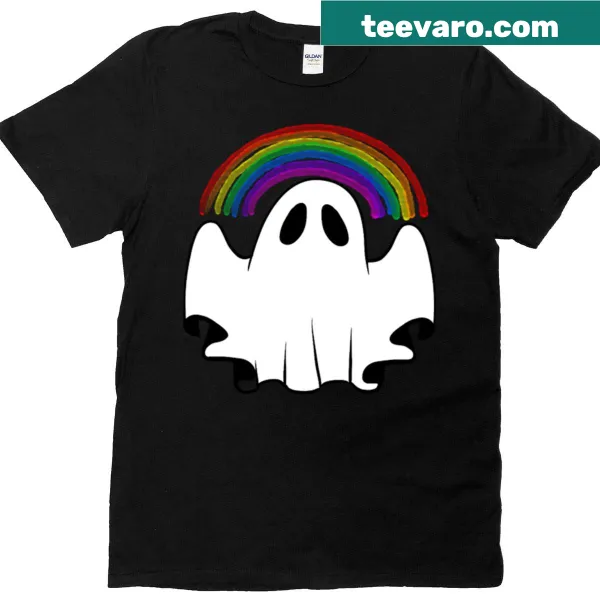 Cute ghost graphic t-shirt promoting pride and inclusivity