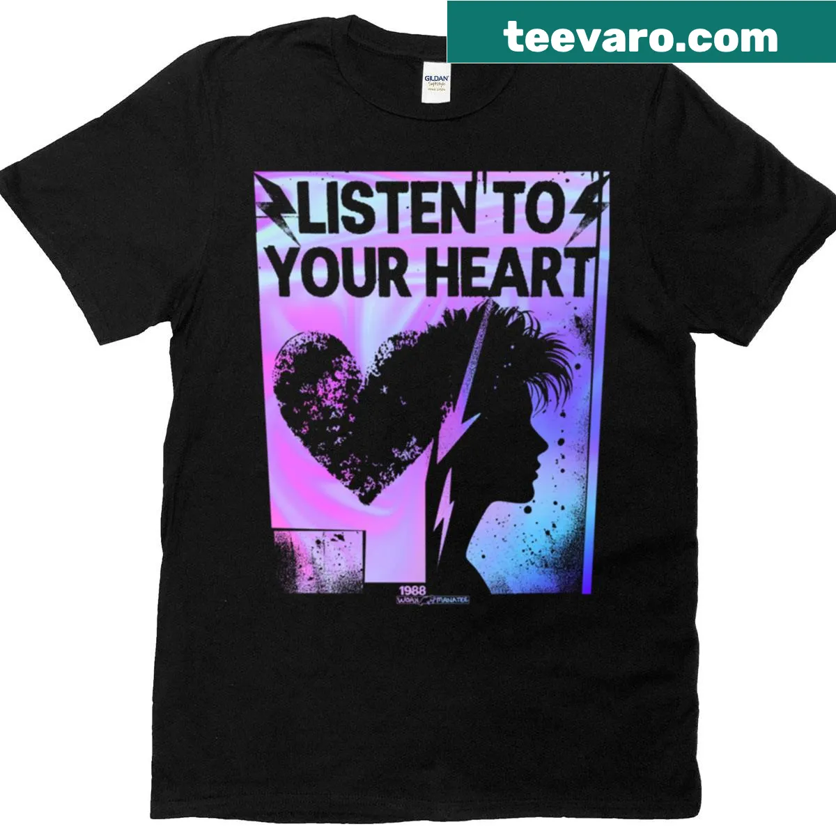 Stylish T-shirt with 'Listen To Your Heart' text — on a men's t-shirt