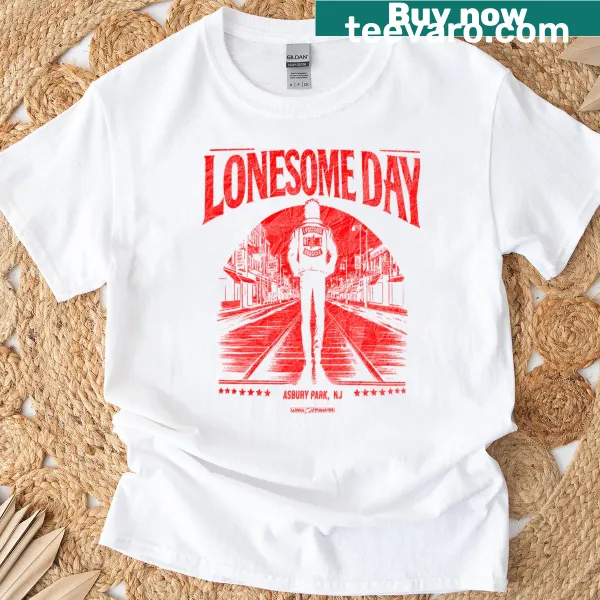 Thoughtful 'Lonesome Day' phrase in vintage typography on a t-shirt