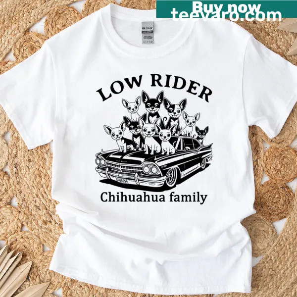 Vintage low rider chihuahua graphic t-shirt for dog lovers