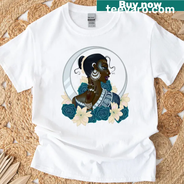 Watercolor jasmine flowers with a moon on a t-shirt
