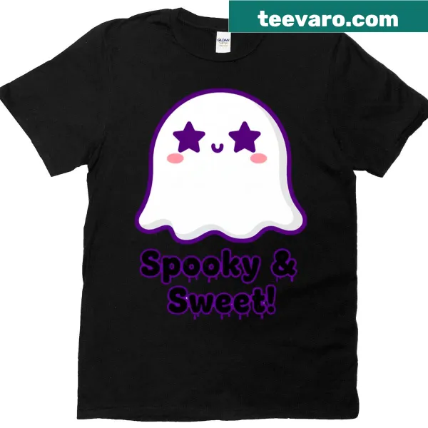 Kawaii melted ghost cookie graphic for Halloween on T-shirt