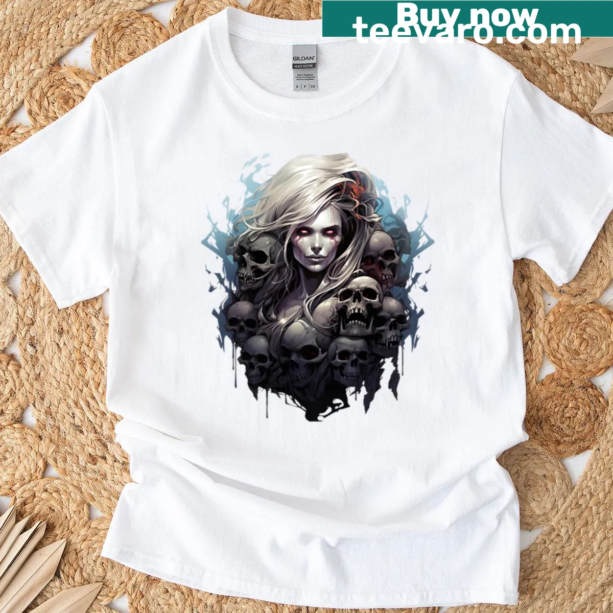 Illustrated Necromancer Girl graphic tee for Dungeons & Dragons fans — on a men's t-shirt