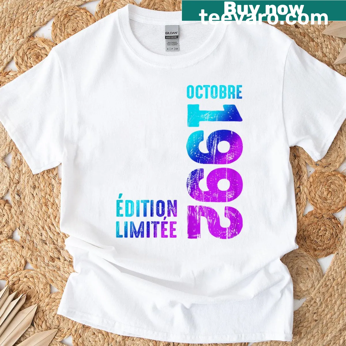 Retro T-shirt featuring 'Awesome Year 1992' text — on a men's t-shirt