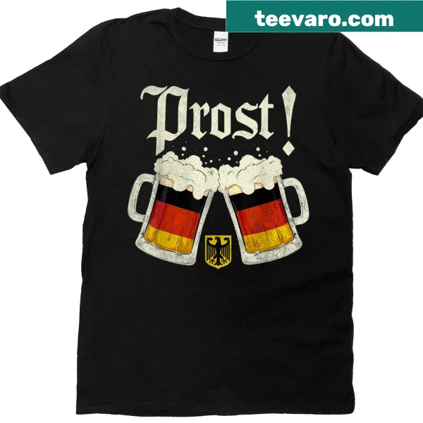 Vintage Oktoberfest T-shirt with 'Prost' and beer mugs design