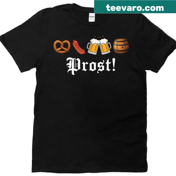 Humorous vintage Oktoberfest T-shirt with 'Prost' graphic