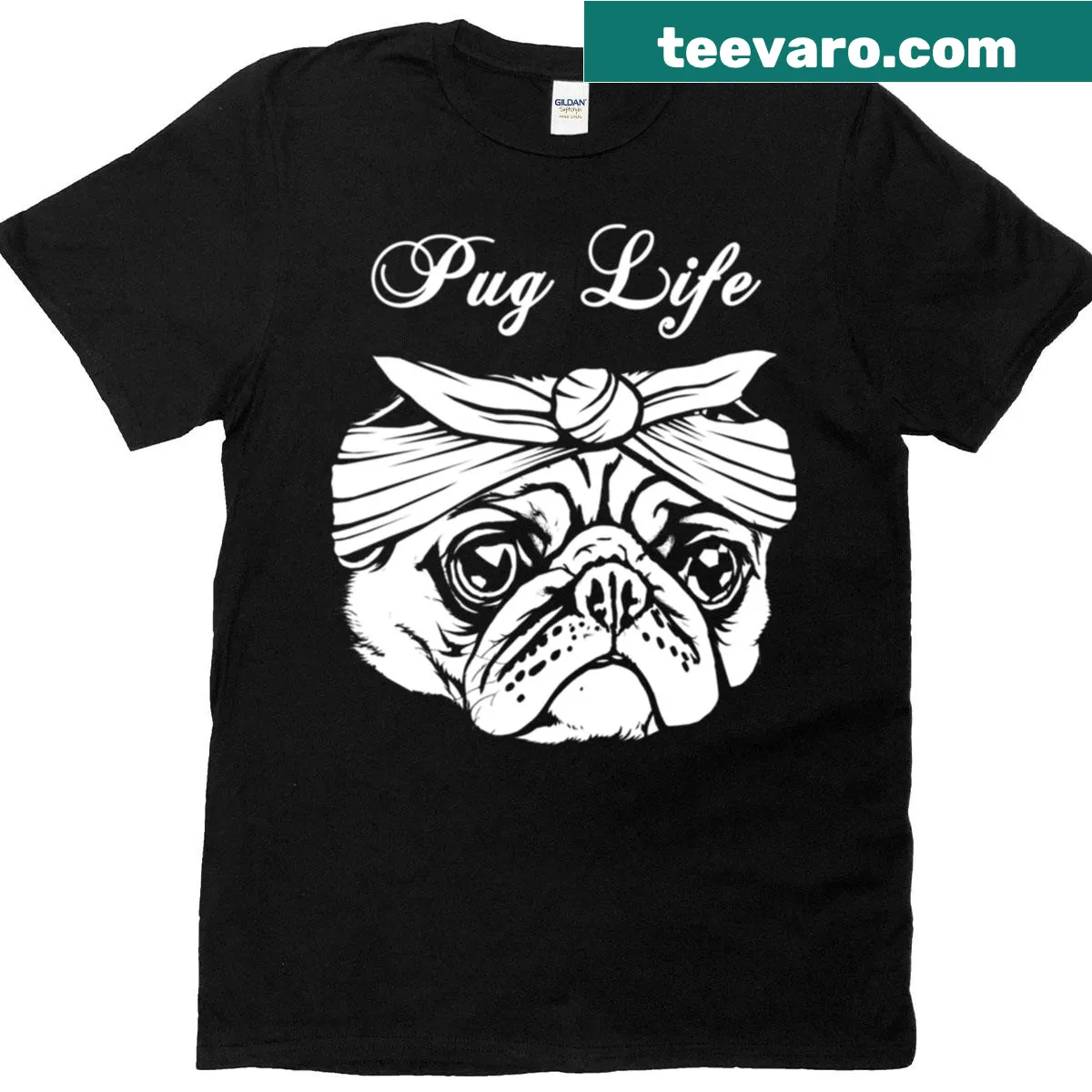 Charming illustration of a pug on a t-shirt — on a men's t-shirt