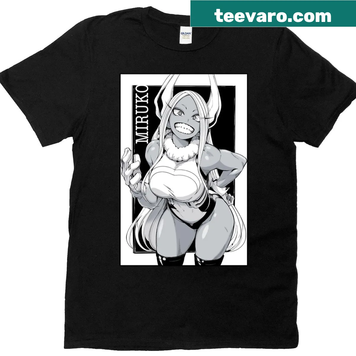 Illustration of a heroic rabbit character on casual T-shirt — on a men's t-shirt