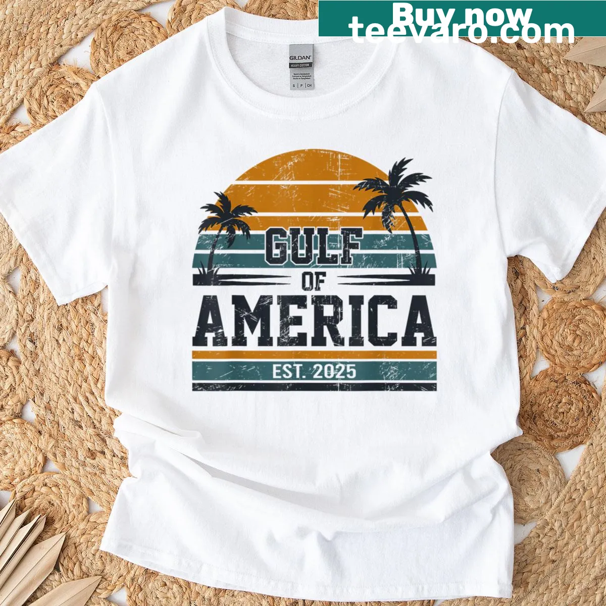 Vintage patriotic t-shirt featuring Gulf Of America design — on a men's t-shirt