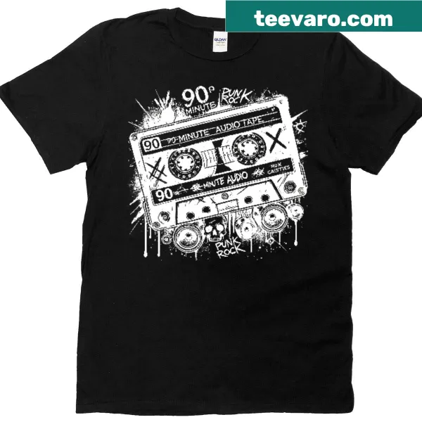 Retro cassette tape graphic t-shirt celebrating punk rock music