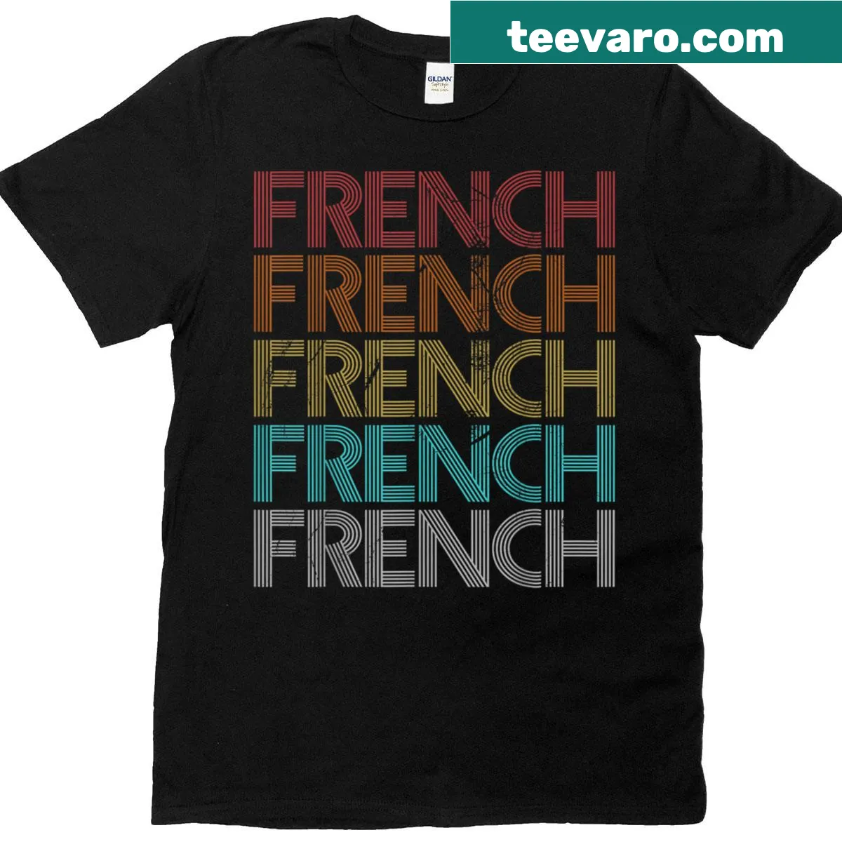 Vintage-style graphic t-shirt with French-themed design — on a men's t-shirt