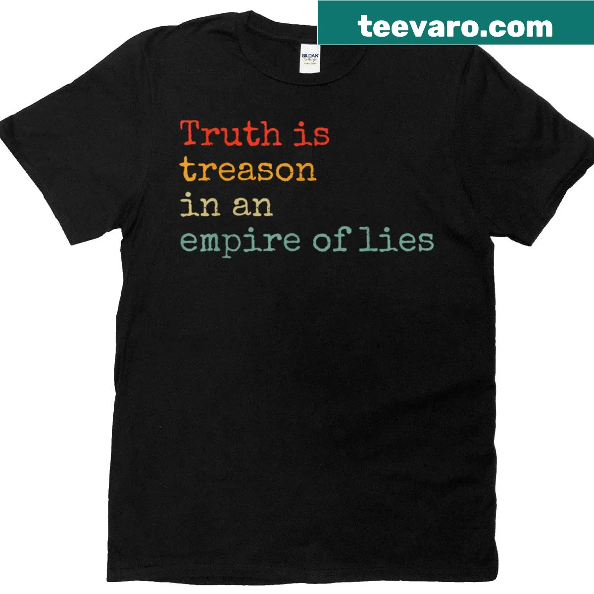 Retro typography design featuring the quote on truth and lies — on a men's t-shirt