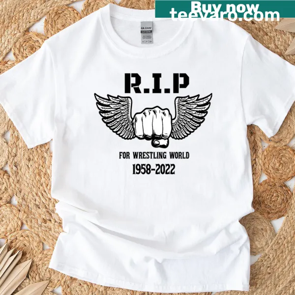 Vintage wrestling tribute t-shirt celebrating Rip For Wrestling World 1958-2022