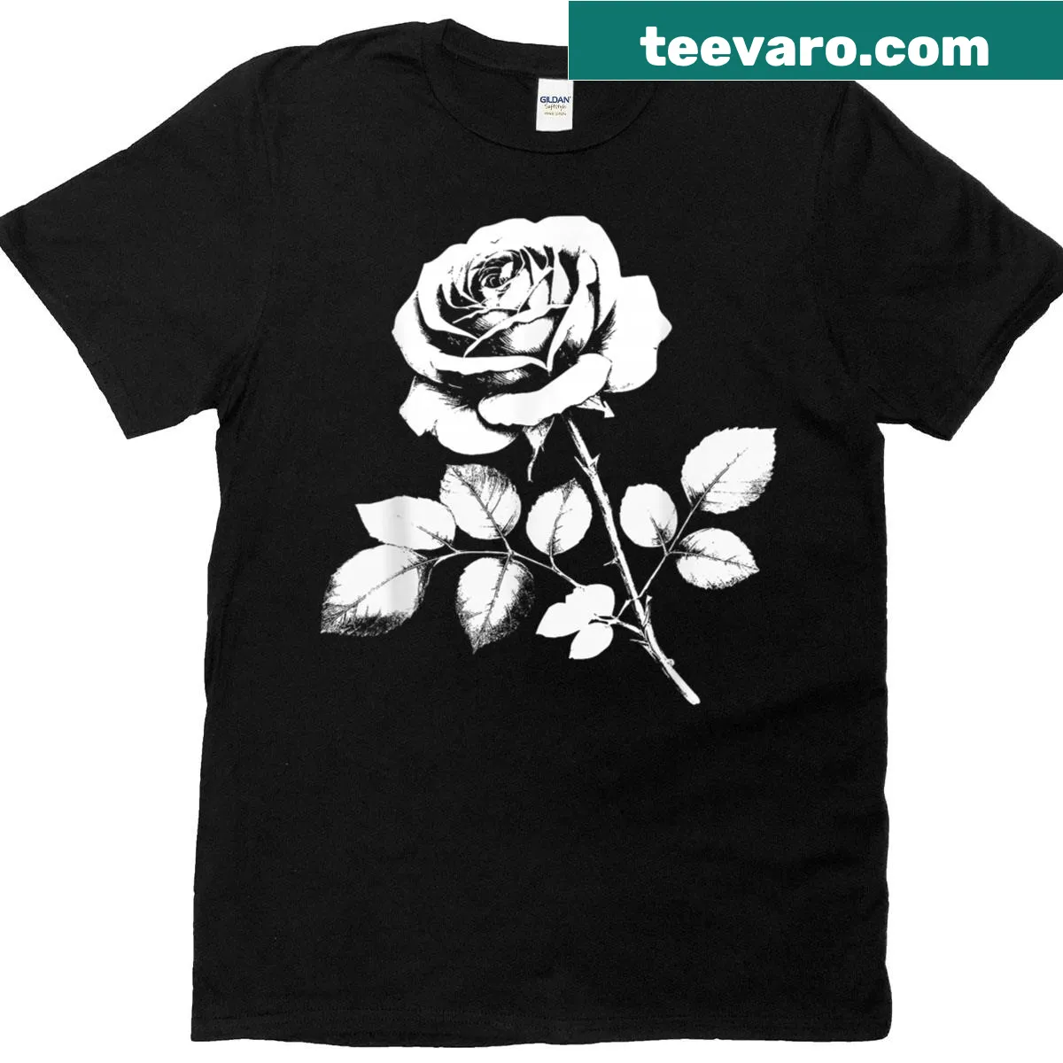 Vintage geometric shapes graphic t-shirt in black, white, and rose — on a men's t-shirt