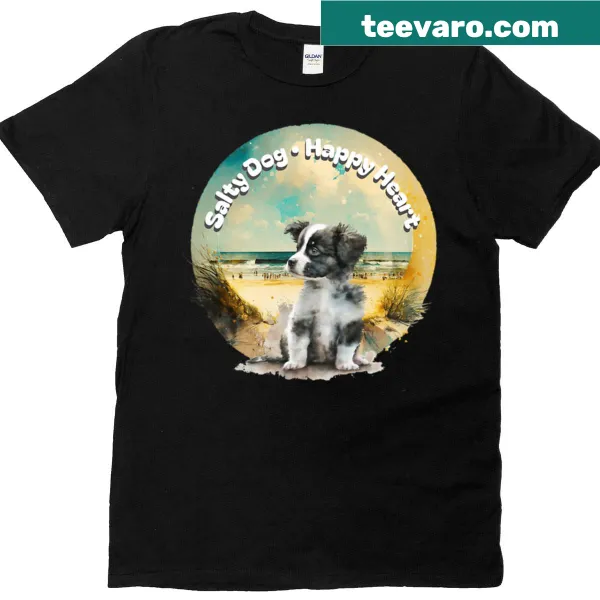Funny T-shirt with the phrase 'Salty Dog Happy Heart'