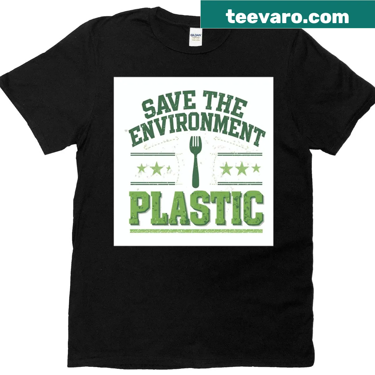 Humorous T-shirt with a sarcastic quote about eating plastic — on a men's t-shirt