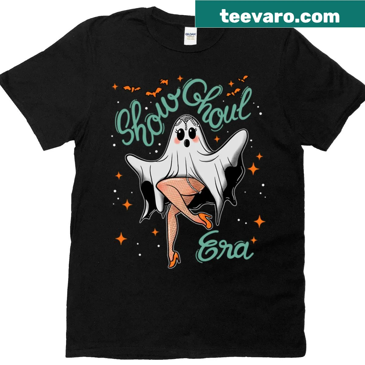 Funny Halloween Showghoul design on a T-shirt — on a men's t-shirt