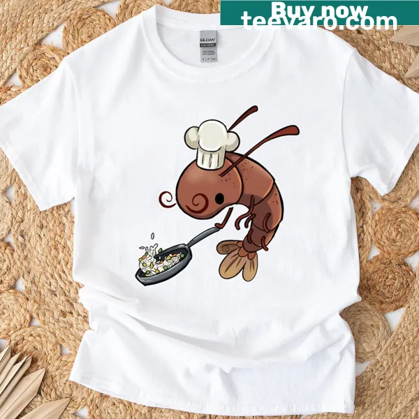 Illustration of a shrimp chef on a t-shirt