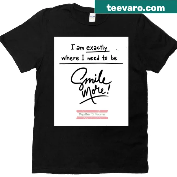 Playful typography shirt with 'Smile More Don't Tell Me Why' text
