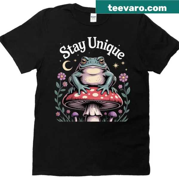 Retro frog and mushroom design t-shirt for unique style
