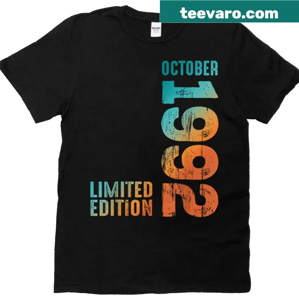 Retro October 1992 vintage t-shirt celebrating a memorable year