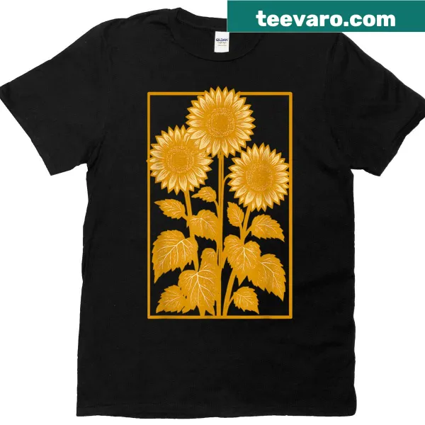 Vintage sunflower graphic T-shirt with boho floral design