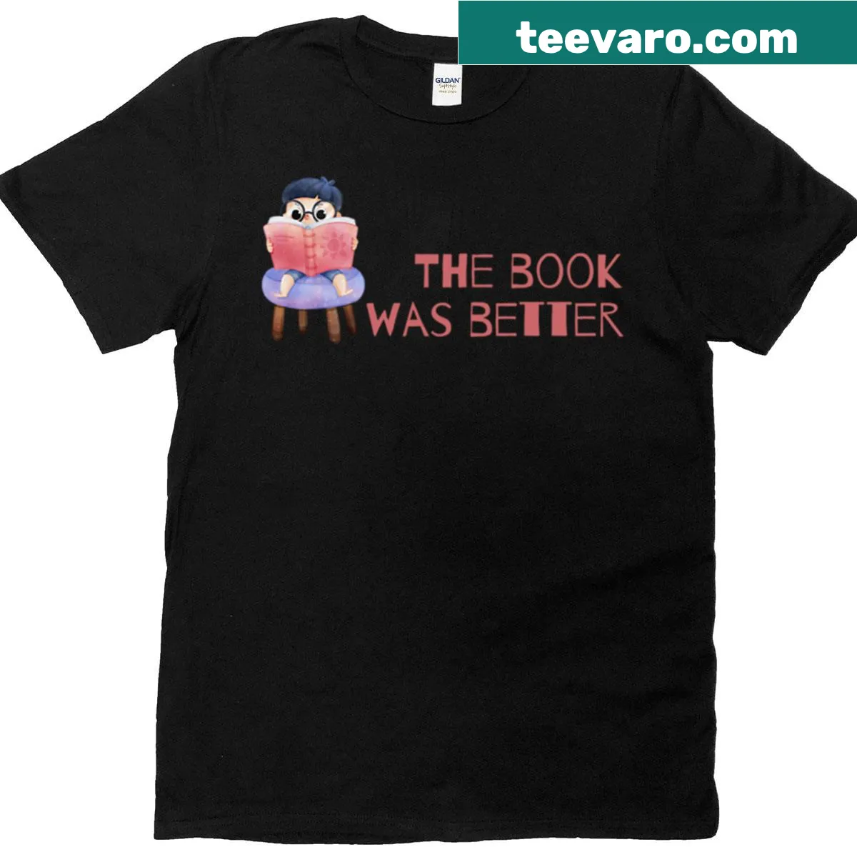 Oversized t-shirt with The Book Was Better slogan — on a men's t-shirt