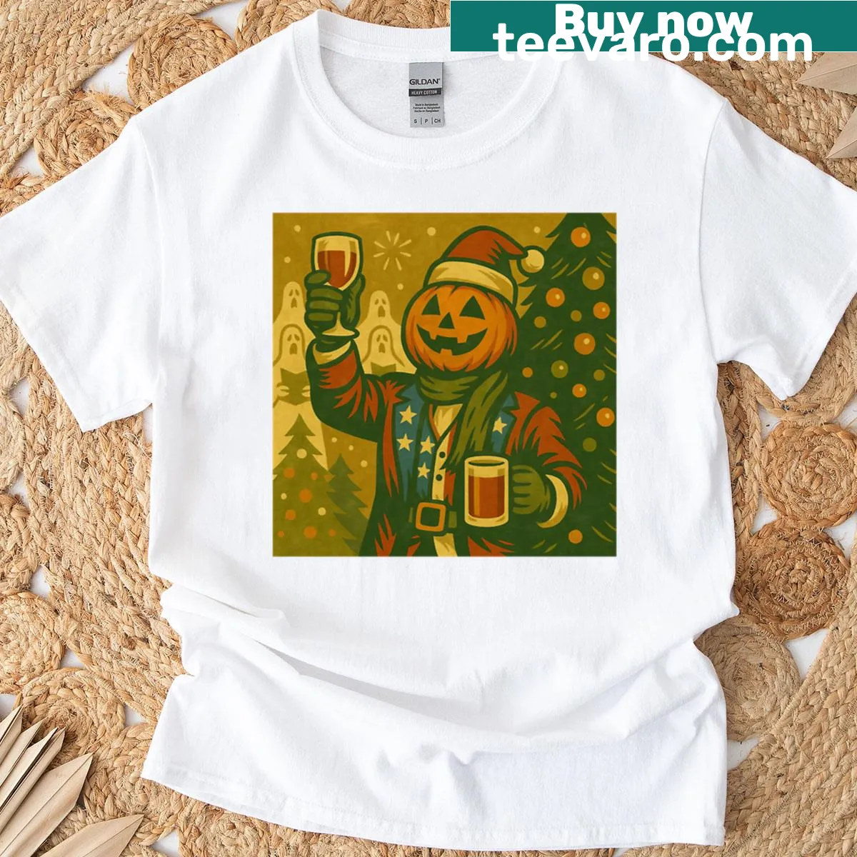 Vintage patriotic horseman graphic on a holiday-themed t-shirt — on a men's t-shirt