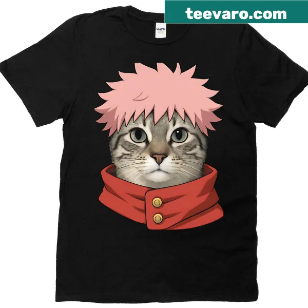 Charming cat portrait illustration on an oversized T-shirt