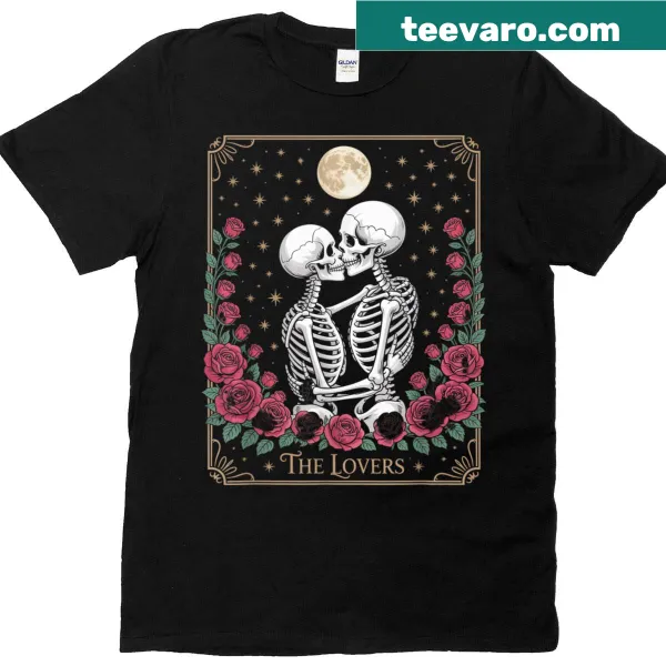 Vintage tarot card t-shirt featuring The Lovers design