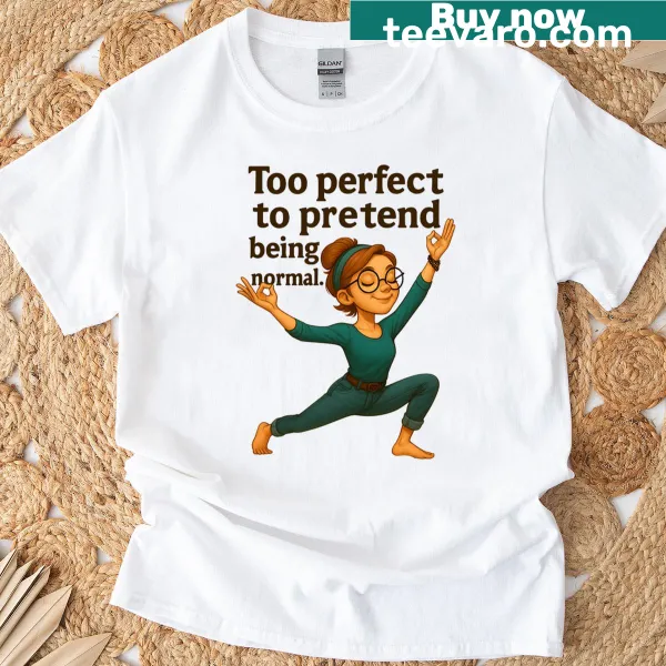 Funny yoga girl illustration T-shirt with humorous text