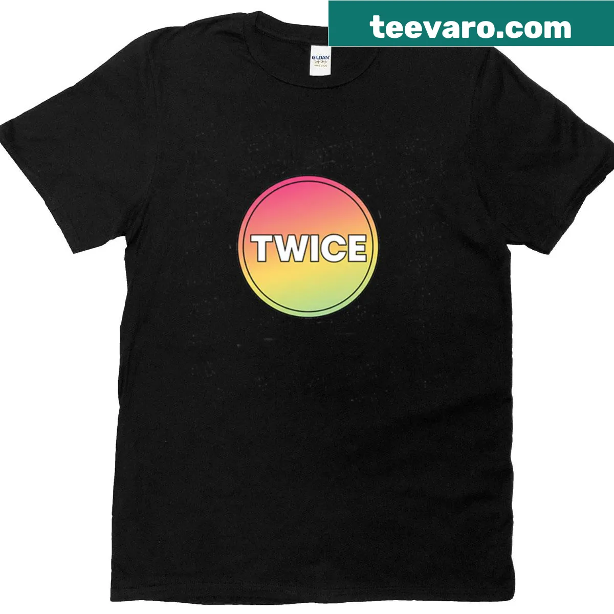 Twice V T-shirt with playful typography representing the group — on a men's t-shirt