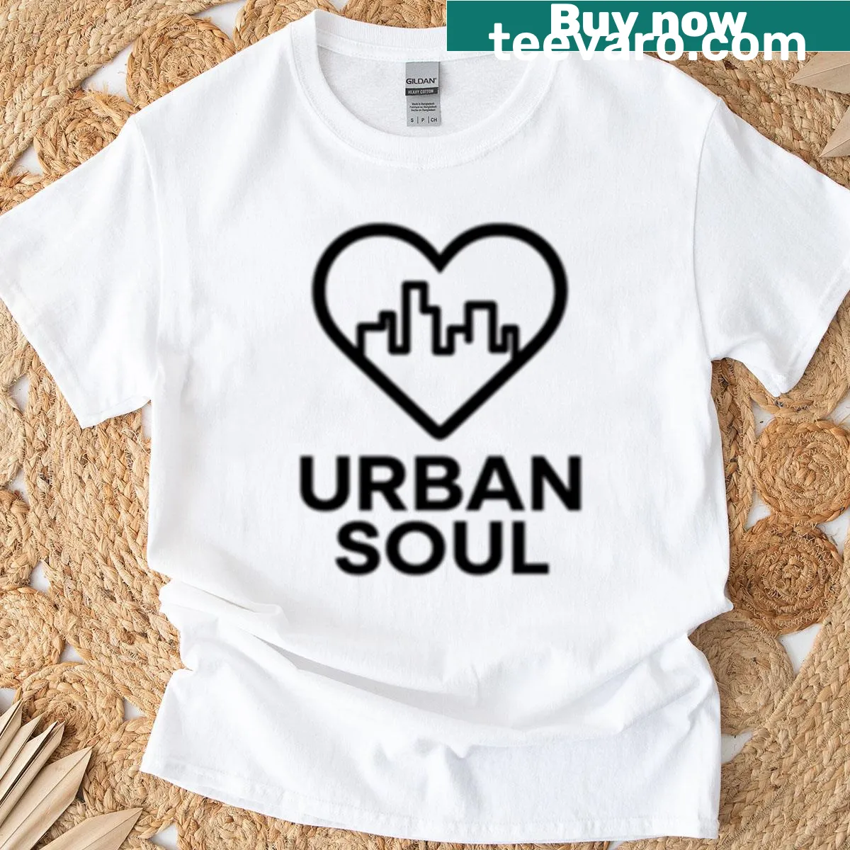 Urban themed T-shirt with bold typography design — on a men's t-shirt