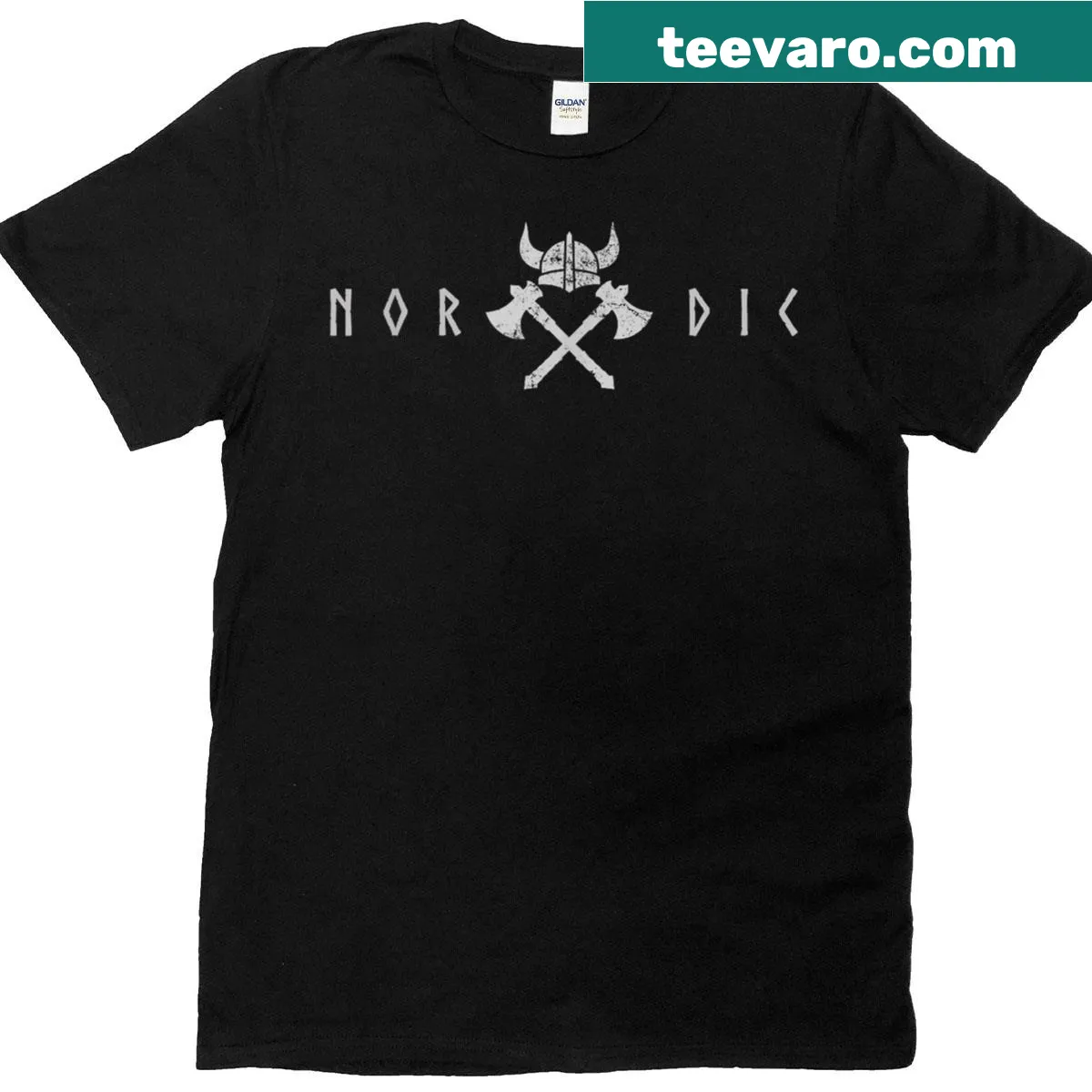 Vintage Viking-themed t-shirt with bold graphic — on a men's t-shirt