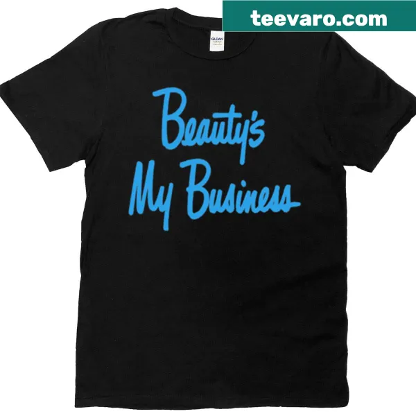 Vintage-style T-shirt with the phrase 'Beauty's My Business' in stylish typography