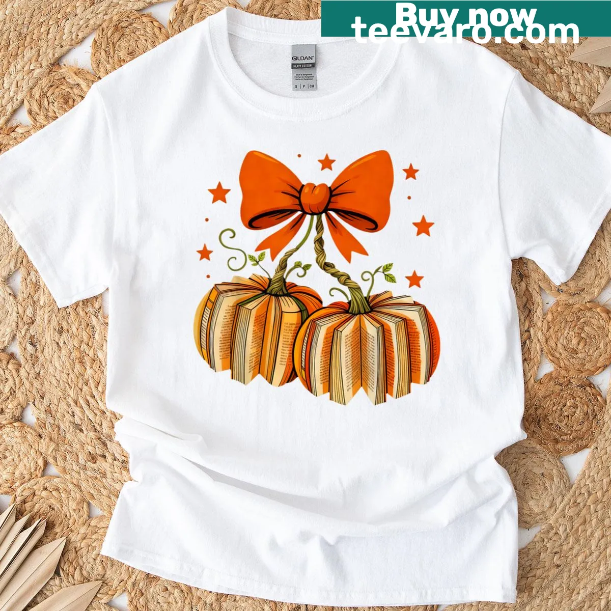 Vintage Halloween teacher t-shirt with pumpkin and cherries design — on a men's t-shirt