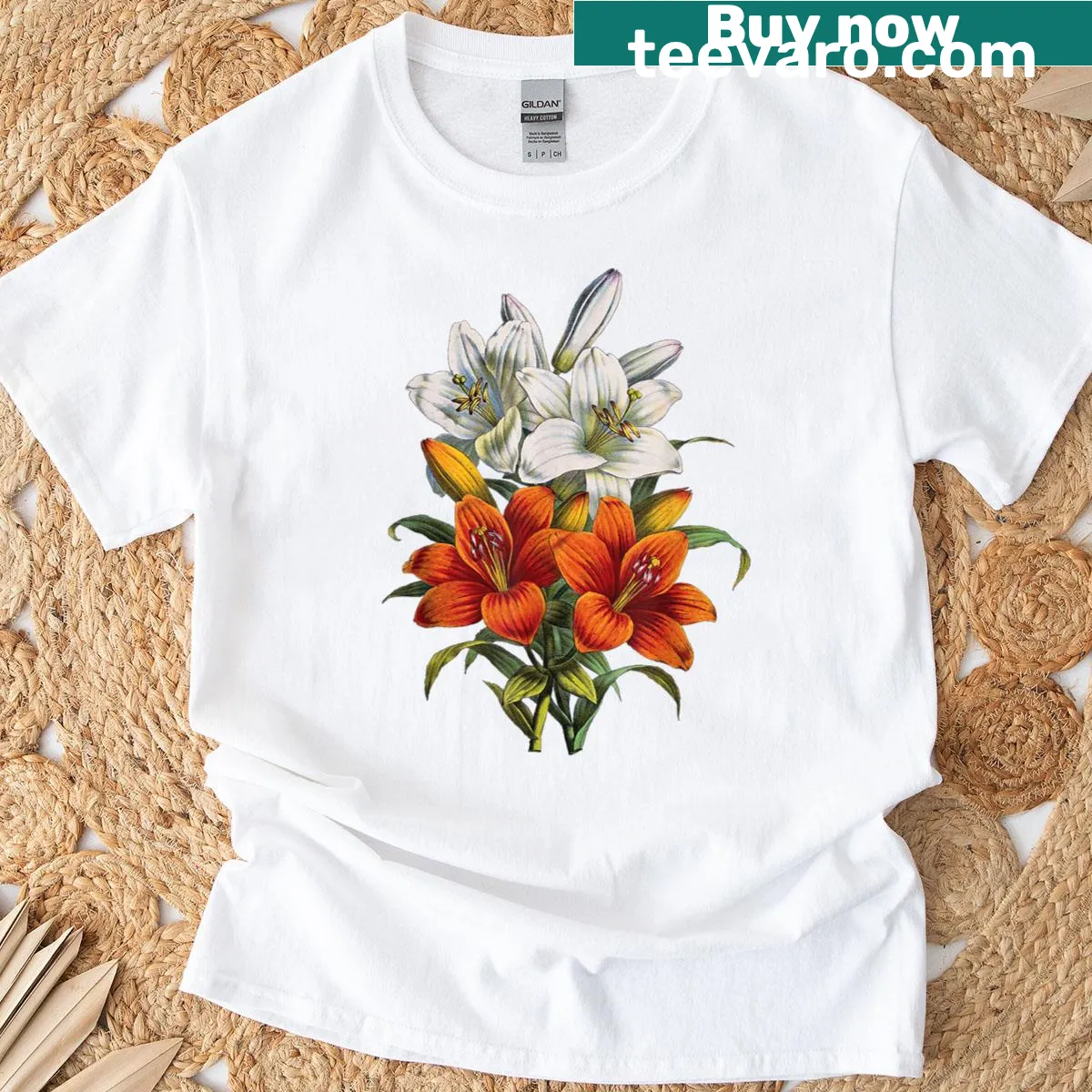 Illustration of wildflowers on a vintage-inspired t-shirt — on a men's t-shirt