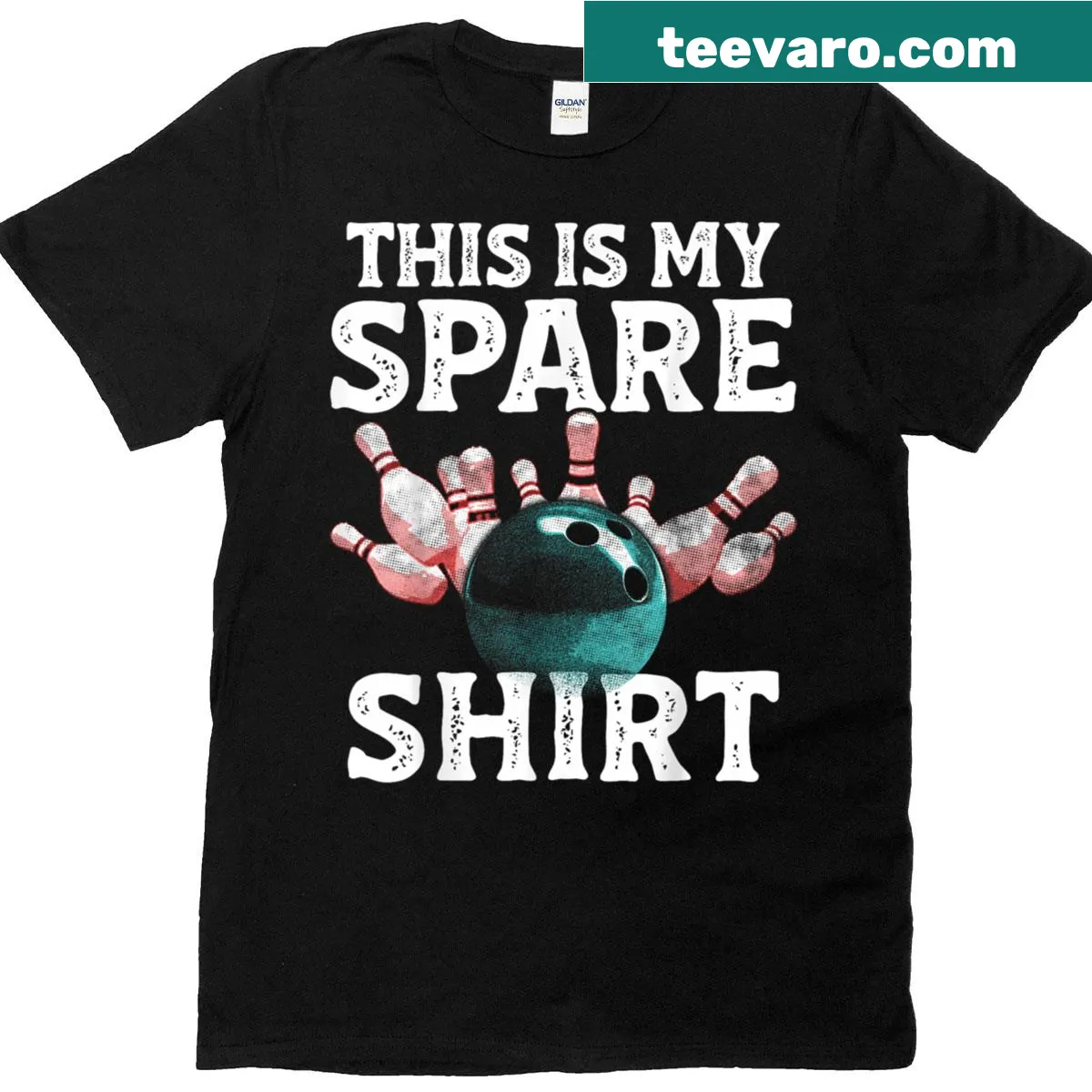 Vintage-style bowling t-shirt featuring humorous 'This Is My Spare' text — on a men's t-shirt