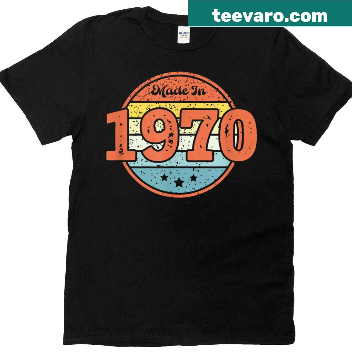 Vintage birthday t-shirt celebrating 1970 — on a men's t-shirt