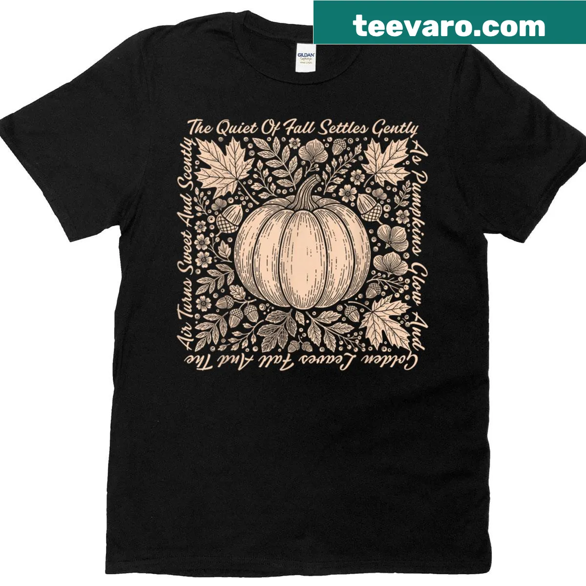 Vintage pumpkin line art T-shirt — on a men's t-shirt