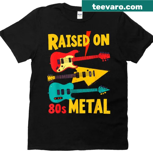 Vintage heavy metal t-shirt with guitar graphics and retro design
