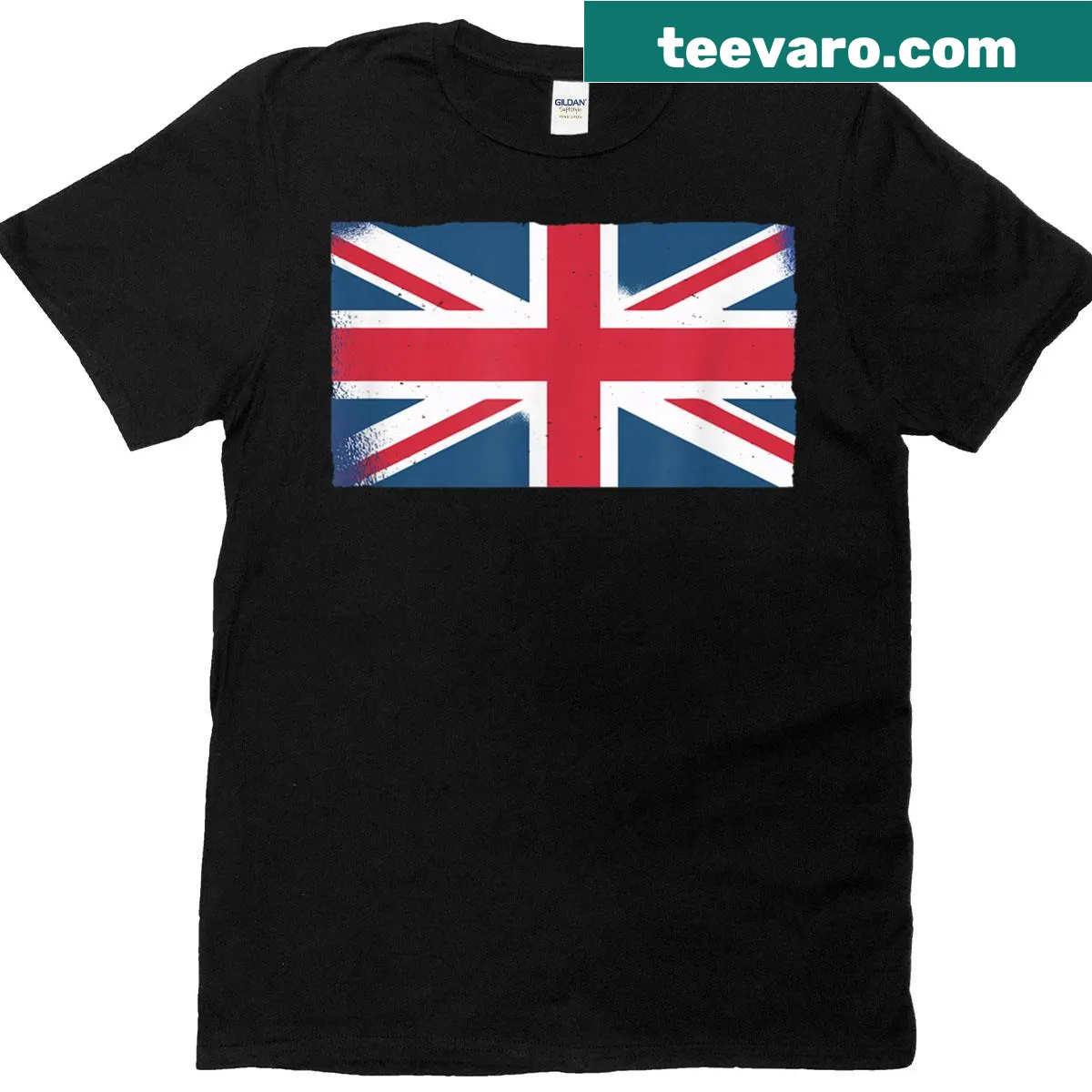 Distressed Union Jack flag t-shirt with vintage design — on a men's t-shirt