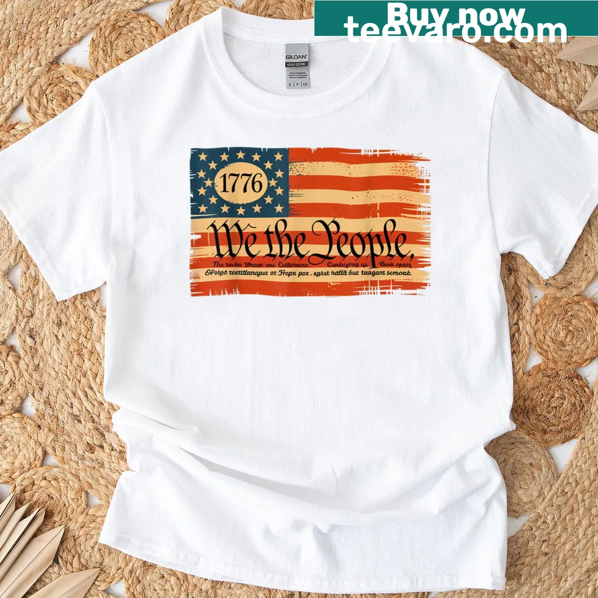 Vintage American flag design on a patriotic tee — on a men's t-shirt