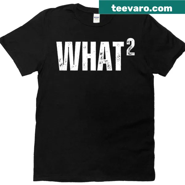 Oversized t-shirt with playful white text design of 'What'