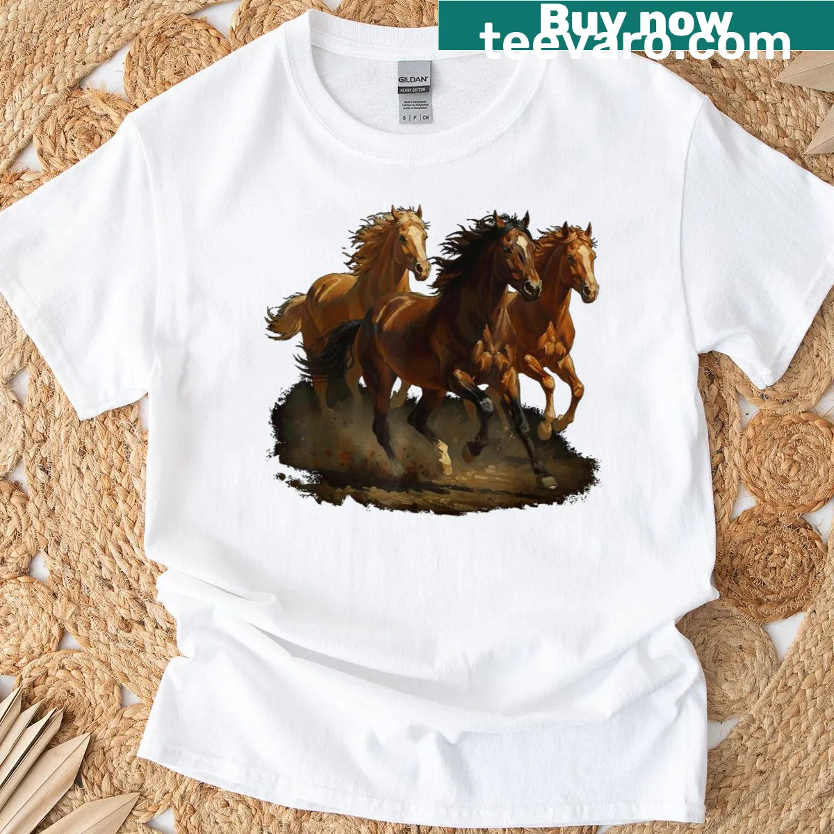 Retro wild horse graphic T-shirt from the 80s and 90s — on a men's t-shirt