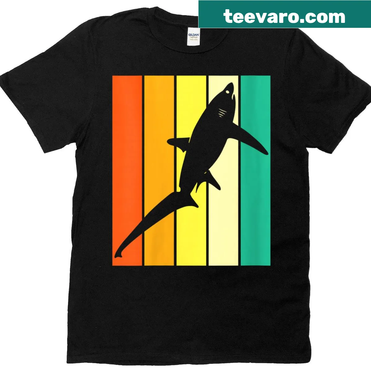 Vintage thresher shark t-shirt design featuring a stylized shark graphic — on a men's t-shirt