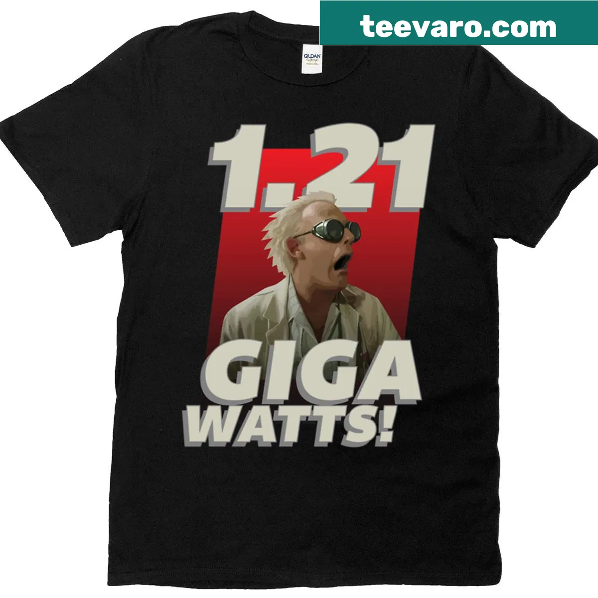 T-shirt featuring '121 Gigawatts' in bold text — on a men's t-shirt