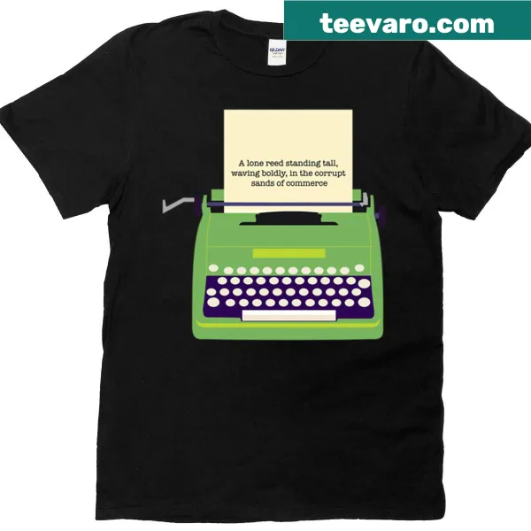 Illustration of a lone reed swaying in the breeze on a T-shirt