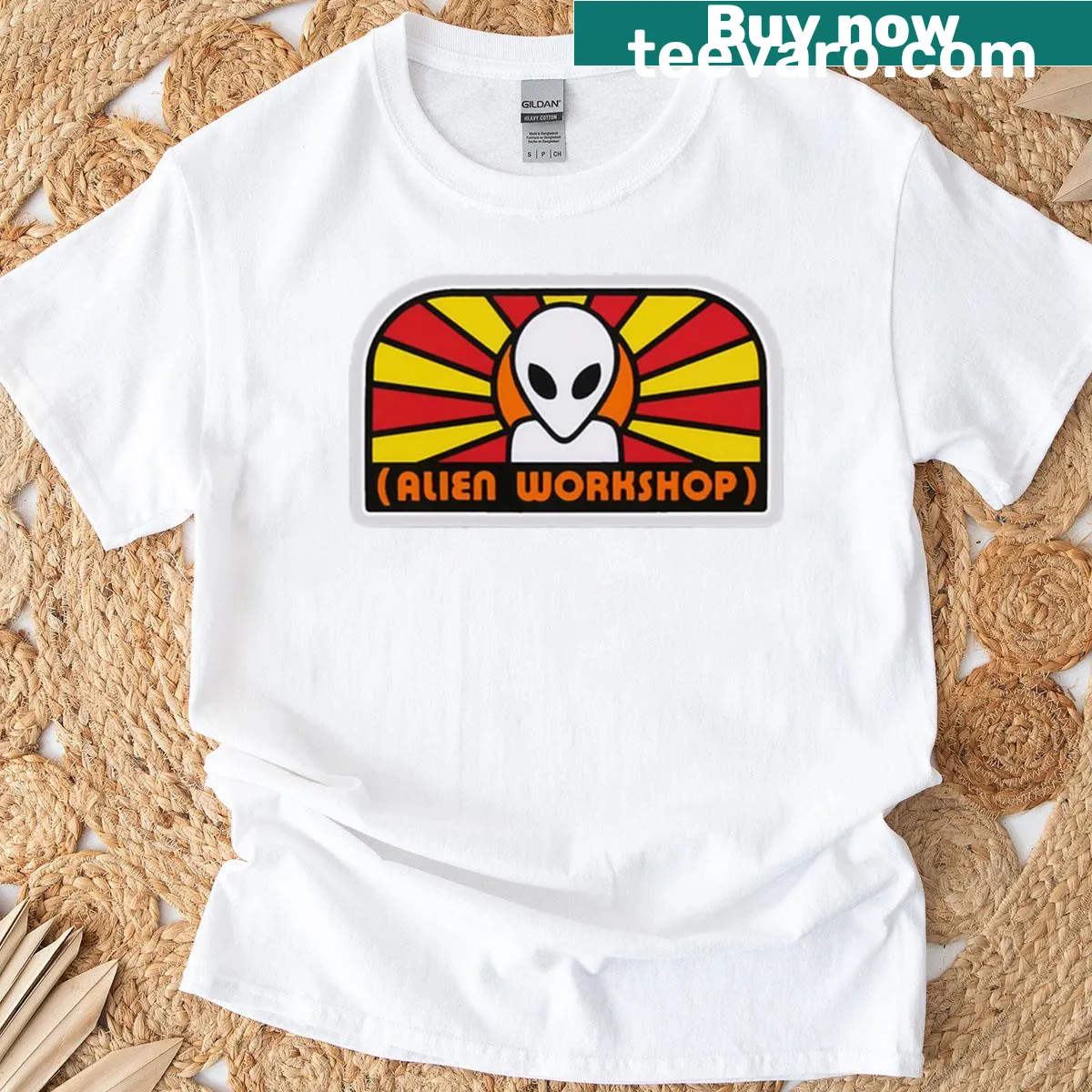 Iconic Alien Workshop logo graphic t-shirt design. — on a men's t-shirt