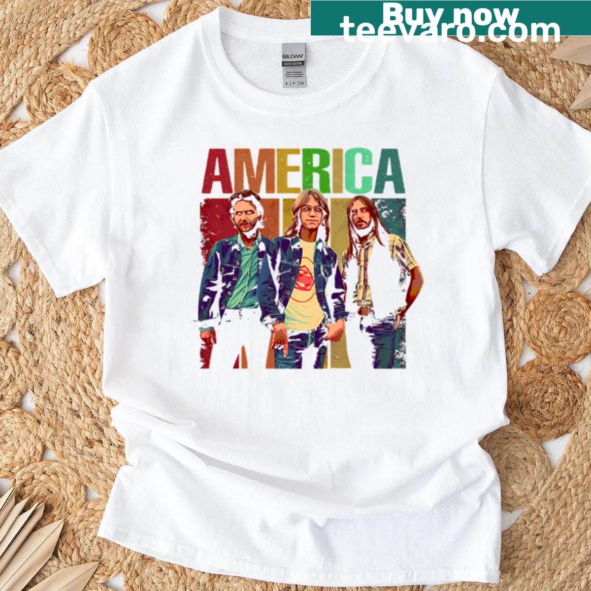 T-shirt featuring typography honoring America Band bass players — on a men's t-shirt